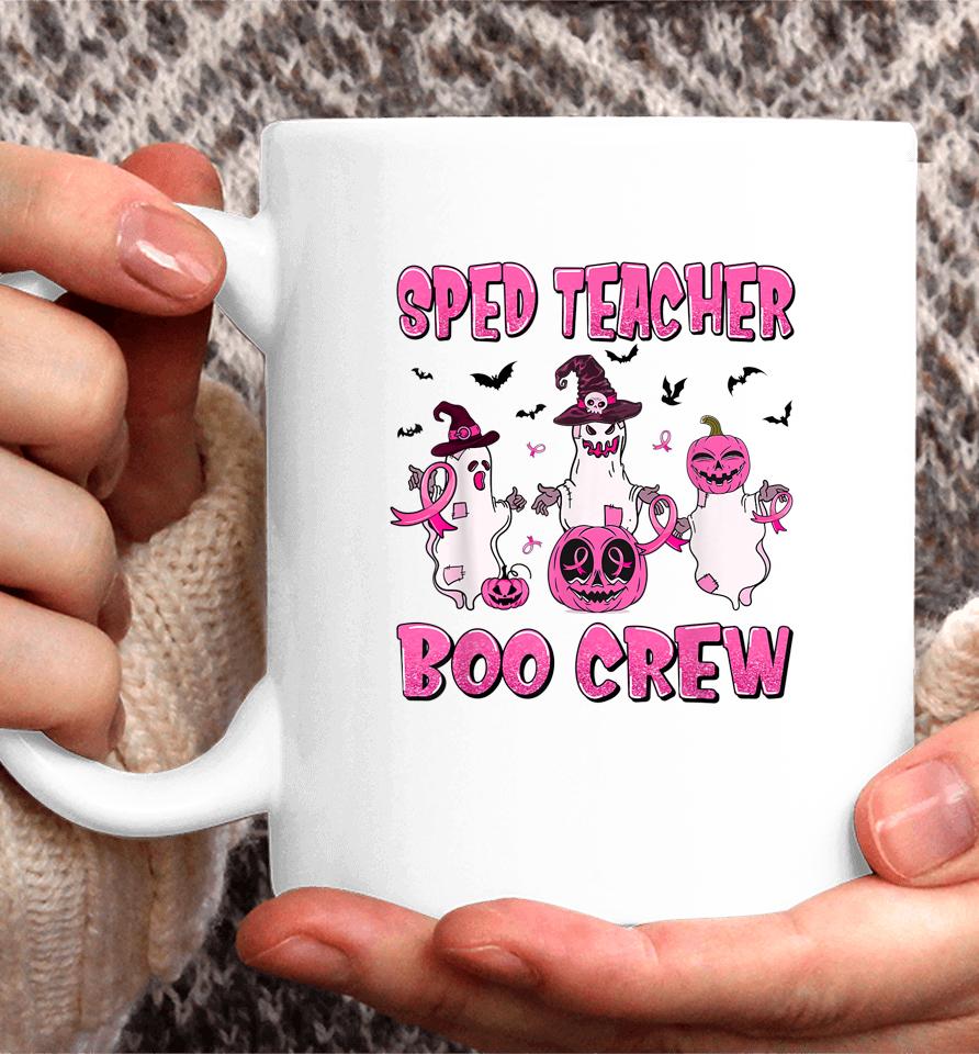 Sped Teacher Boo Crew Ghost Pumpkin Breast Cancer Halloween Coffee Mug