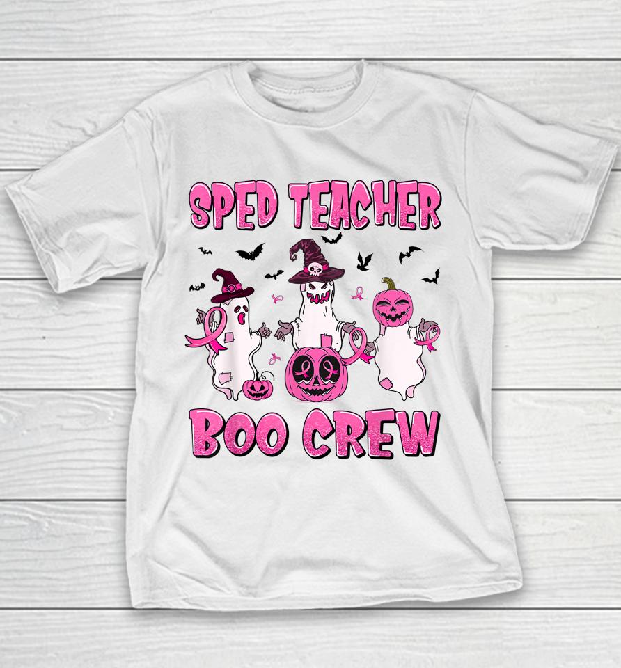 Sped Teacher Boo Crew Ghost Pumpkin Breast Cancer Halloween Youth T-Shirt