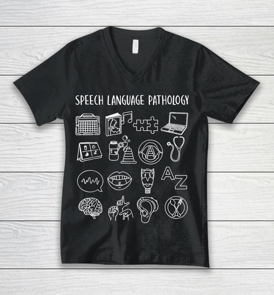 Speech Language Pathology Pathologist Slp Speech Therapist Unisex V-Neck T-Shirt