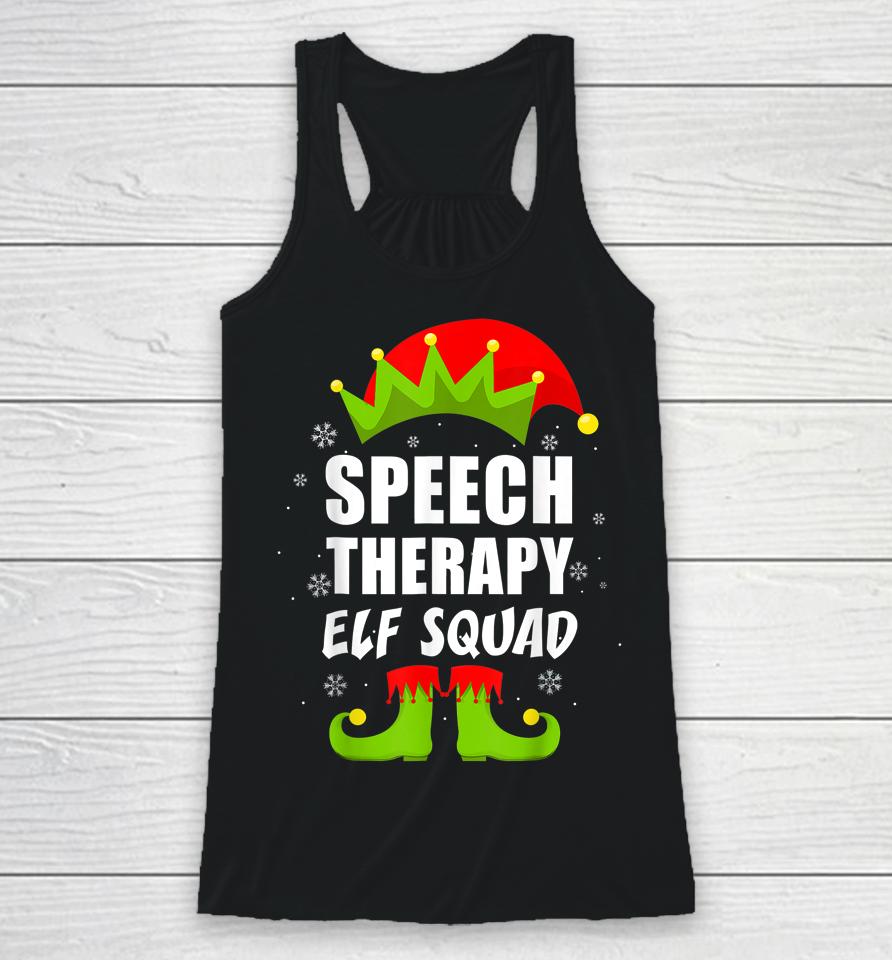 Speech Therapy Elf Squad Christmas Pajama For Him Her Racerback Tank