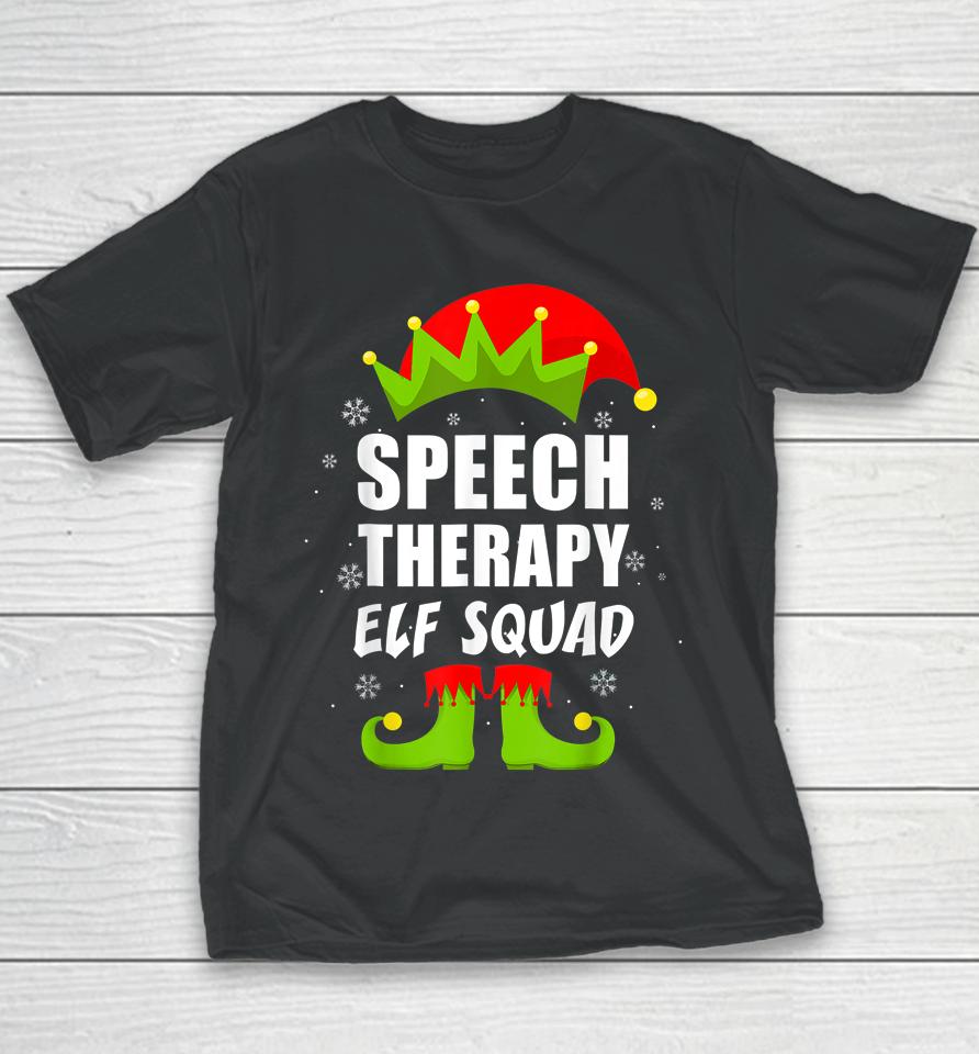 Speech Therapy Elf Squad Christmas Pajama For Him Her Youth T-Shirt