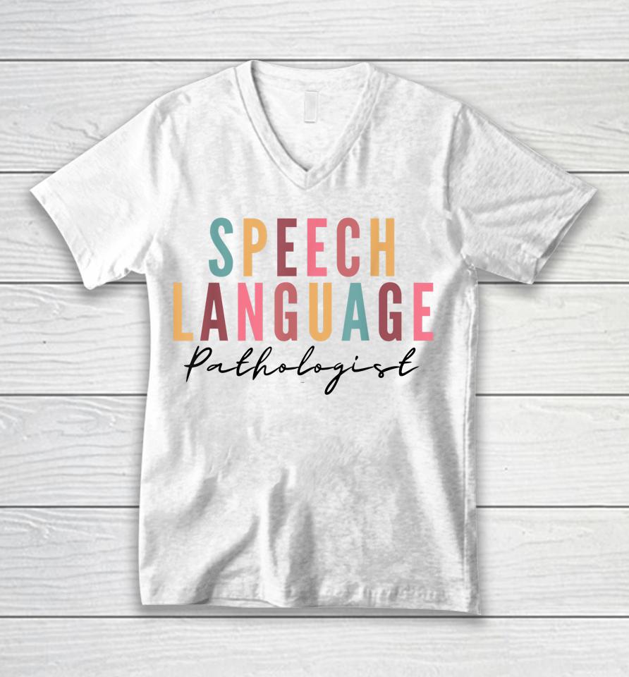 Speech Therapy Speech Language Pathologist Slp Crew School Unisex V-Neck T-Shirt