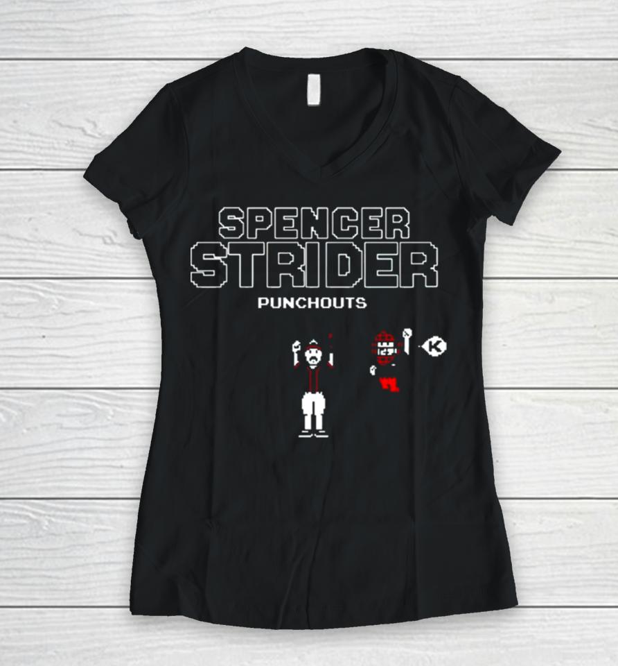 Spencer Strider Punchouts Women V-Neck T-Shirt
