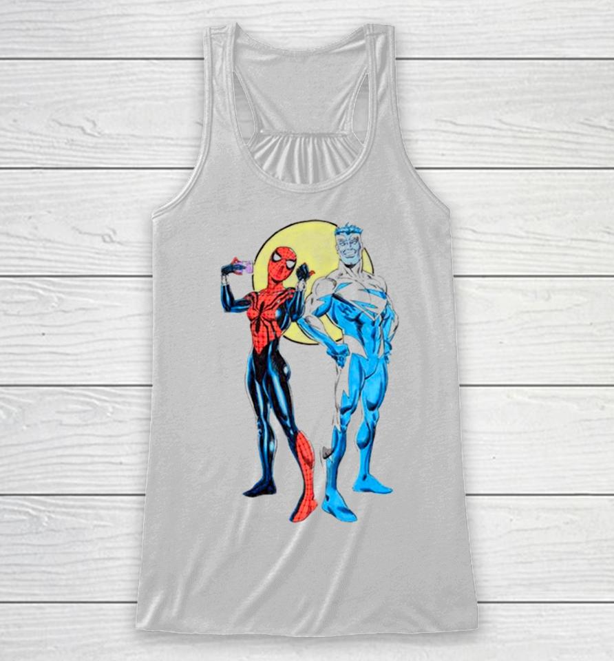 Spider Girl And Superman Blue Racerback Tank
