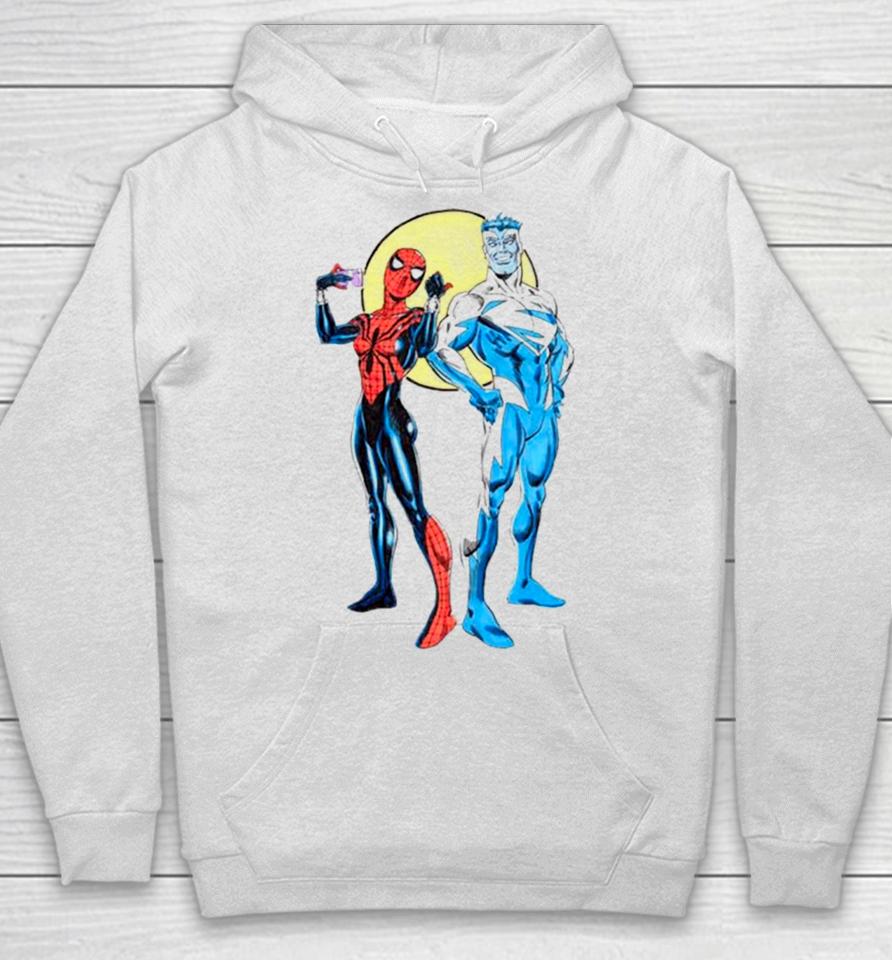 Spider Girl And Superman Blue Hoodie