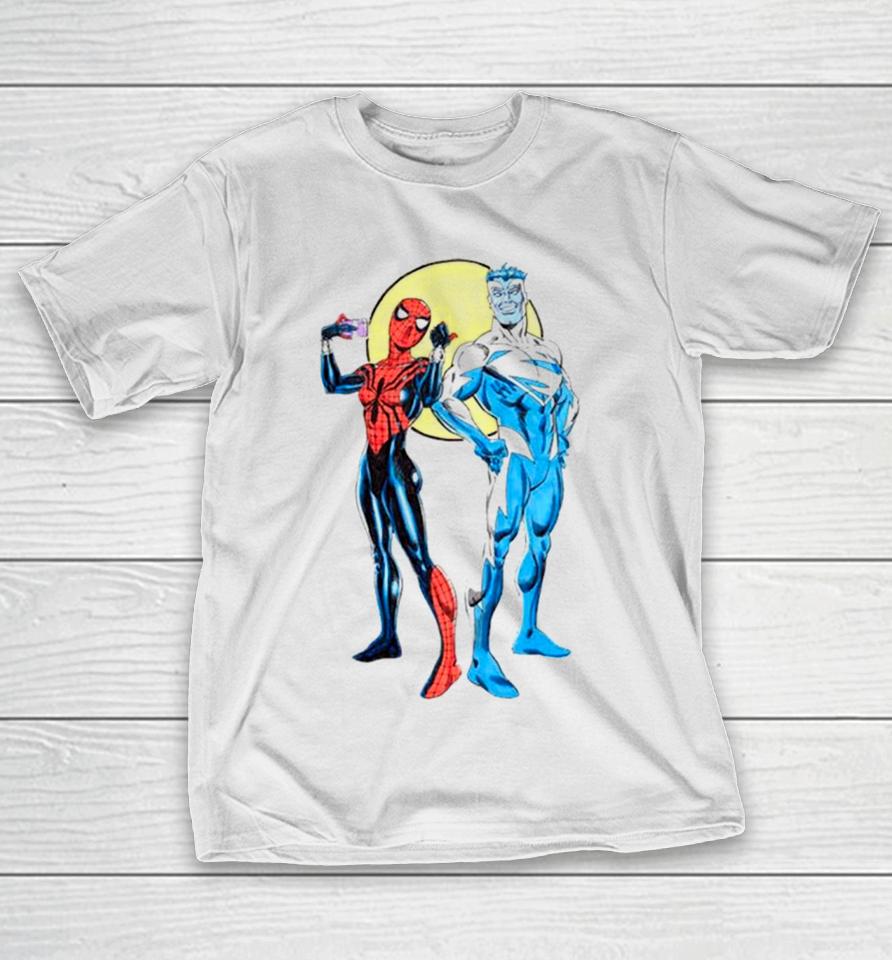 Spider Girl And Superman Blue T-Shirt