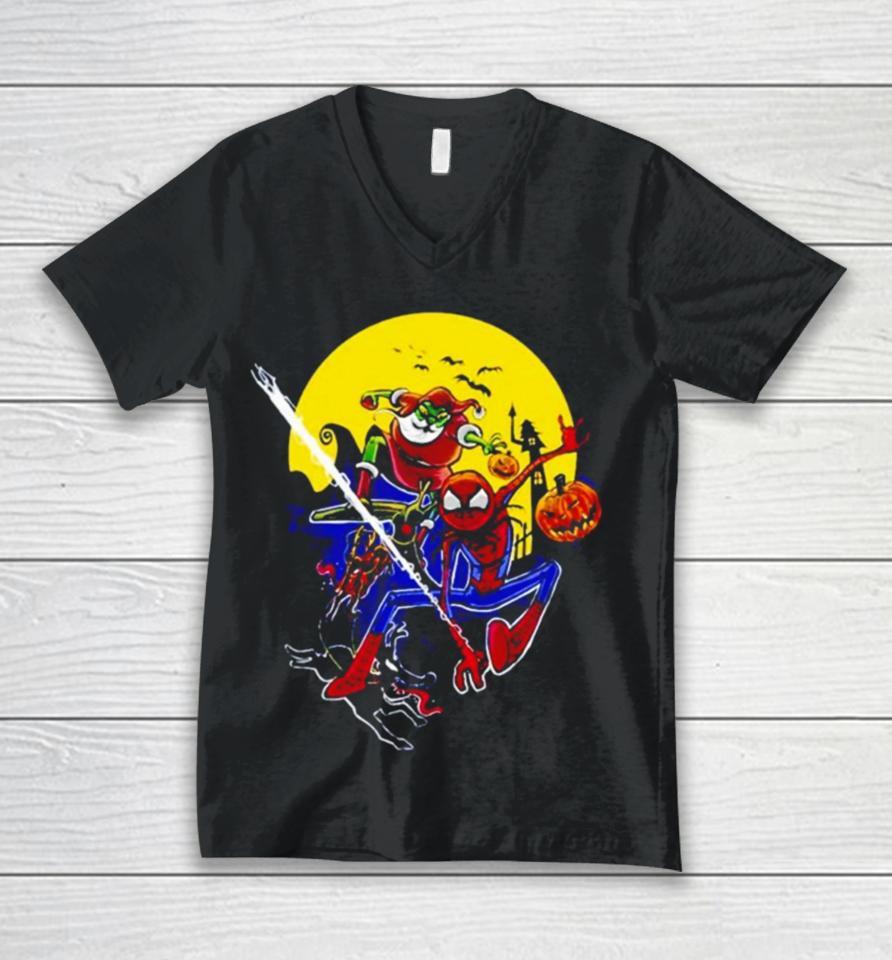 Spider Man Spidey The Nightmare Before Christmas Before Christmas Unisex V-Neck T-Shirt