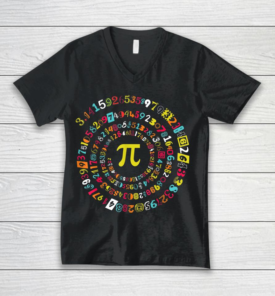 Spiral Pi Math 3 14  Pi Day Unisex V-Neck T-Shirt