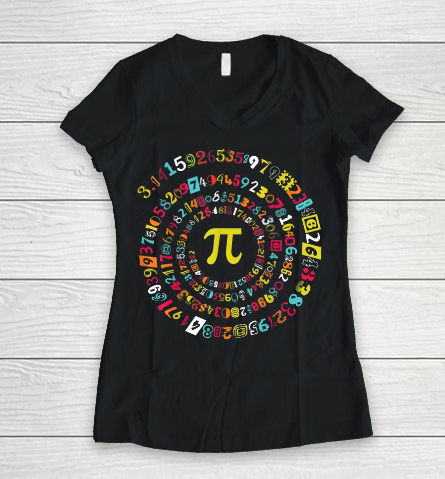 Spiral Pi Math 3 14  Pi Day Women V-Neck T-Shirt