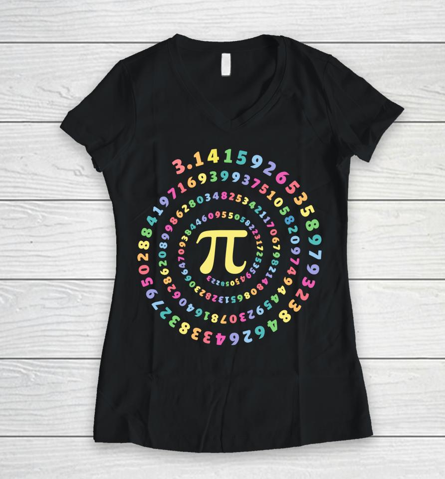 Spiral Pi Math Pi Day Women V-Neck T-Shirt