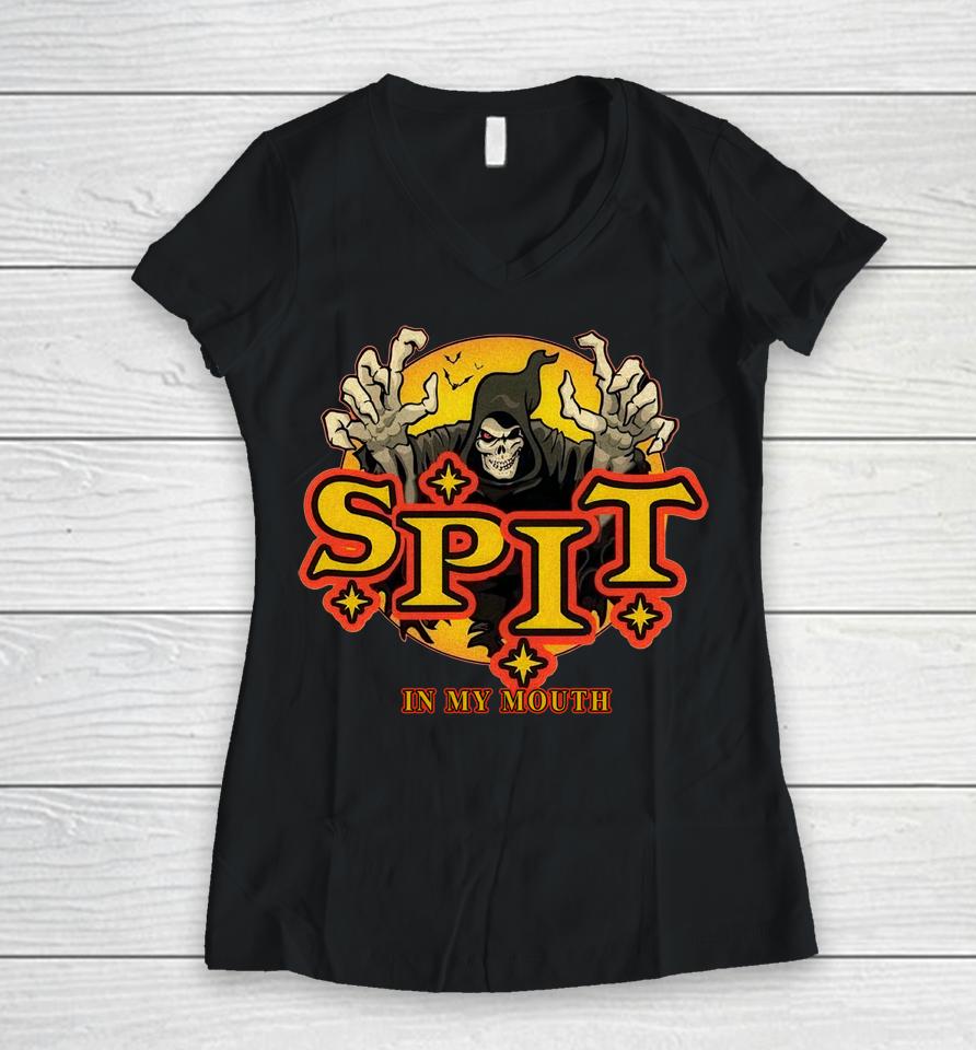 Spit In My Mouth Logo Women V-Neck T-Shirt