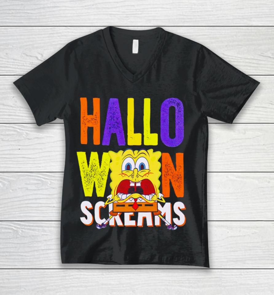 Spongebob Halloween Screams Unisex V-Neck T-Shirt