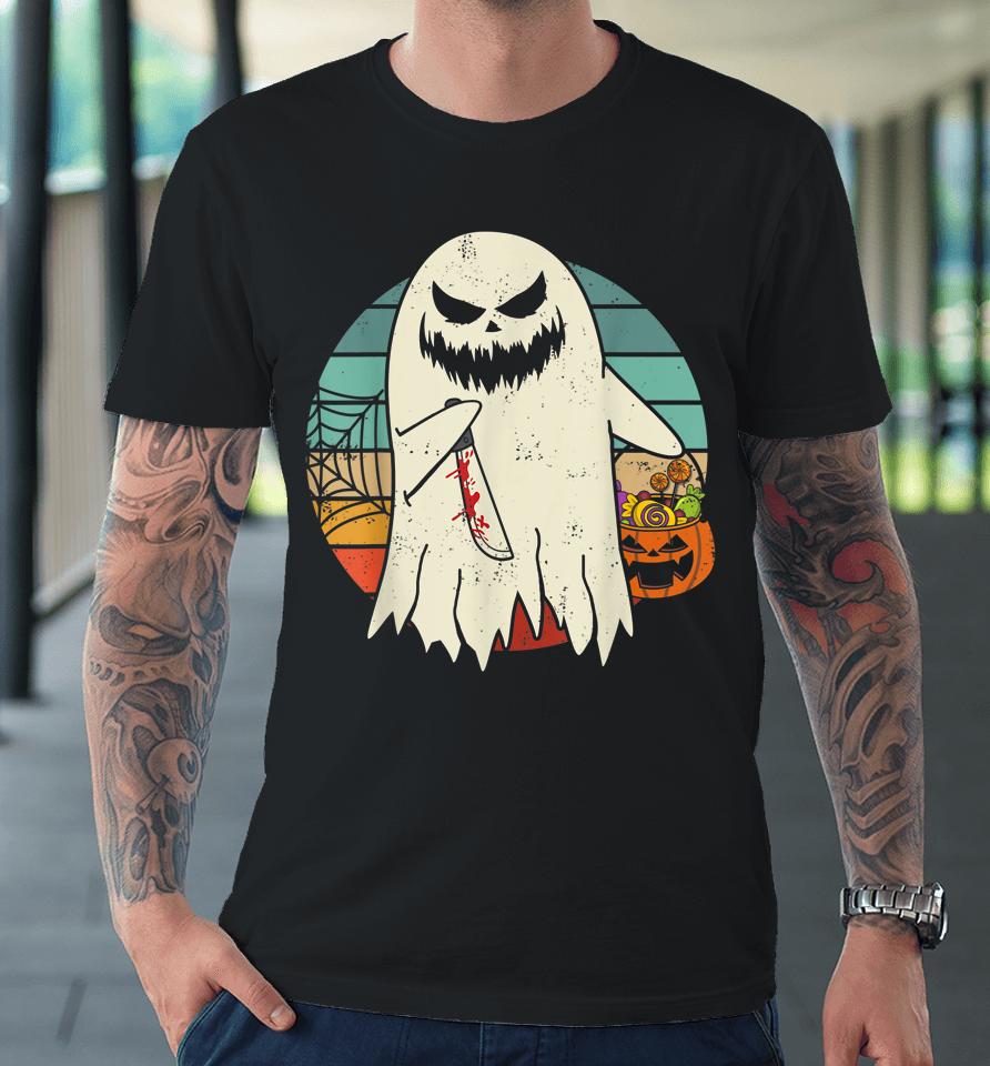 Spooky Ghost Retro Halloween Costume Premium T-Shirt