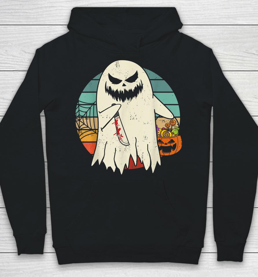 Spooky Ghost Retro Halloween Costume Hoodie