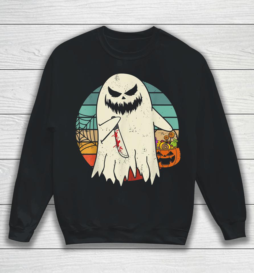 Spooky Ghost Retro Halloween Costume Sweatshirt