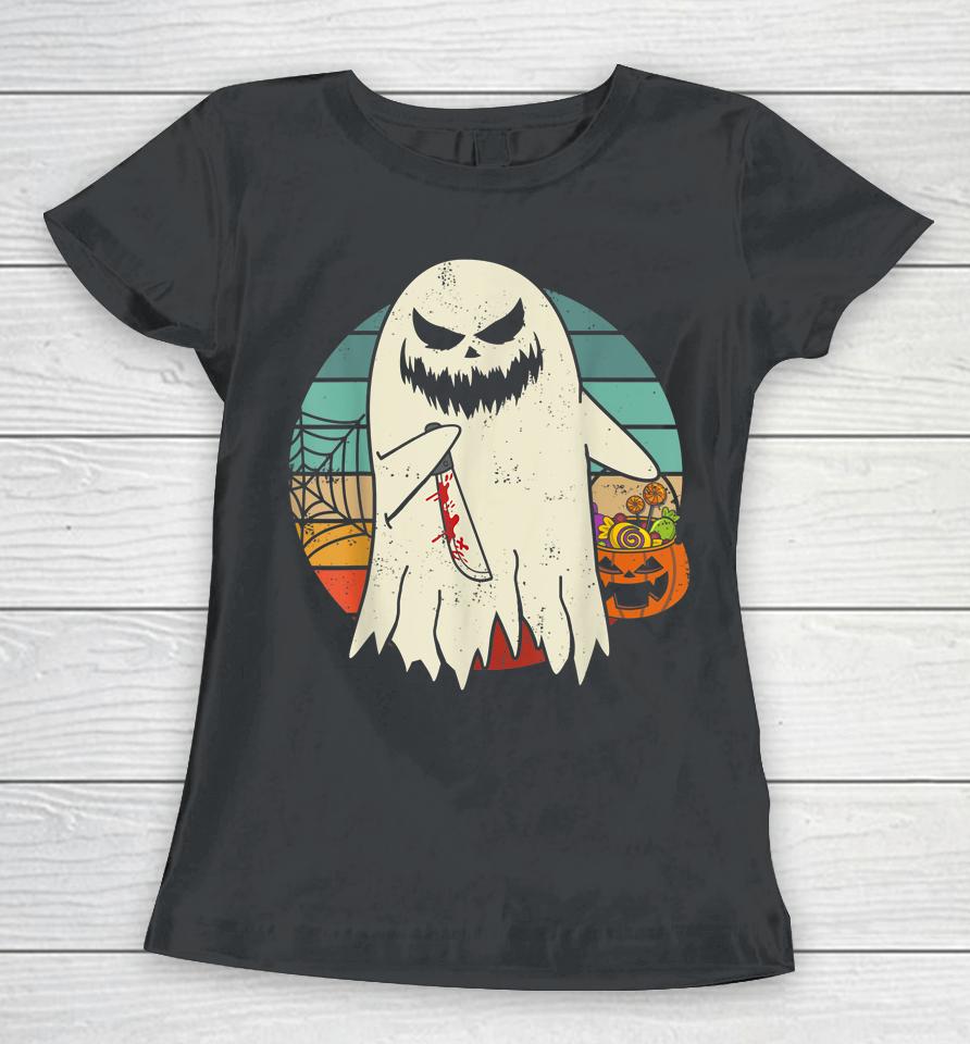 Spooky Ghost Retro Halloween Costume Women T-Shirt