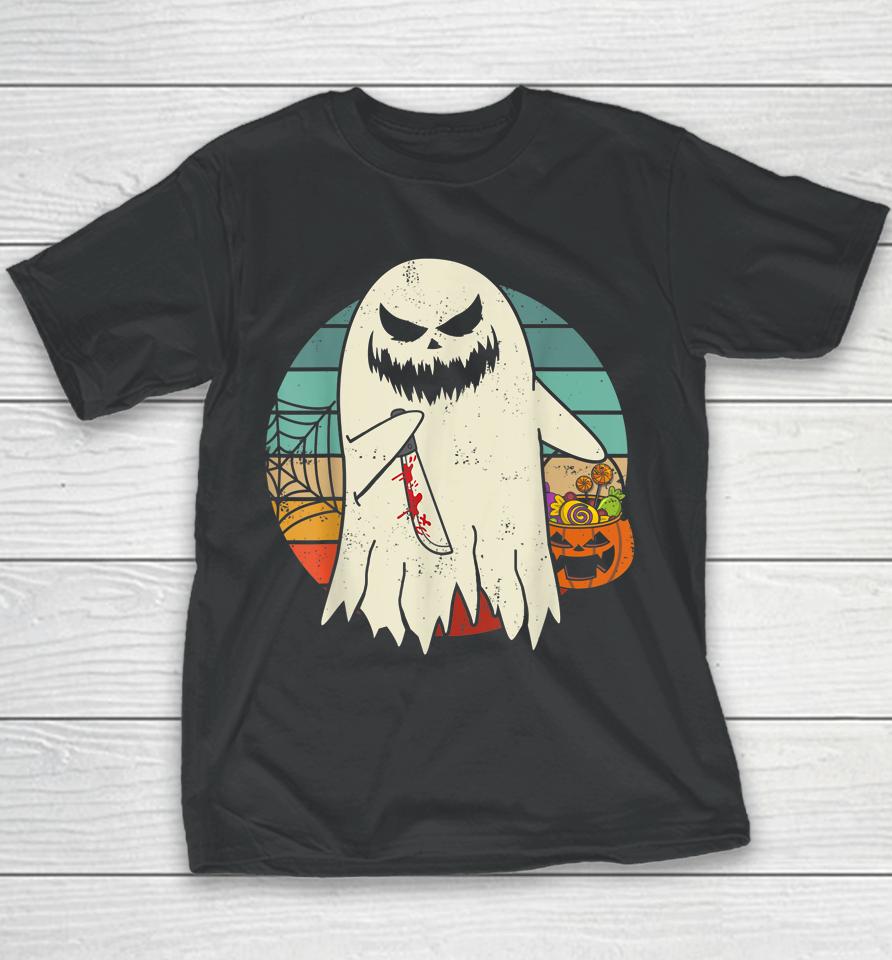 Spooky Ghost Retro Halloween Costume Youth T-Shirt