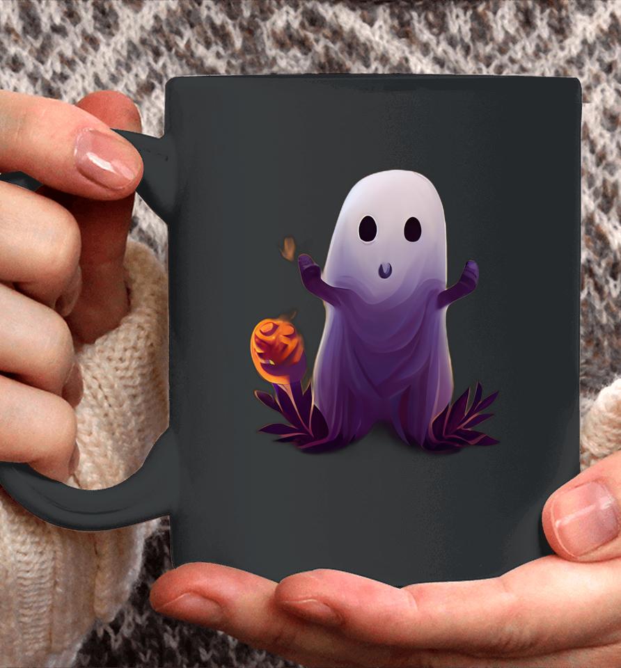 Spooky Ghost With Pumpkins Cute Halloween Coffee Mug