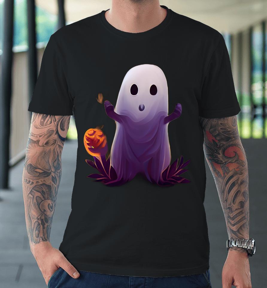 Spooky Ghost With Pumpkins Cute Halloween Premium T-Shirt
