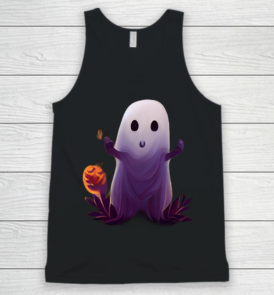 Spooky Ghost With Pumpkins Cute Halloween Unisex Tank Top