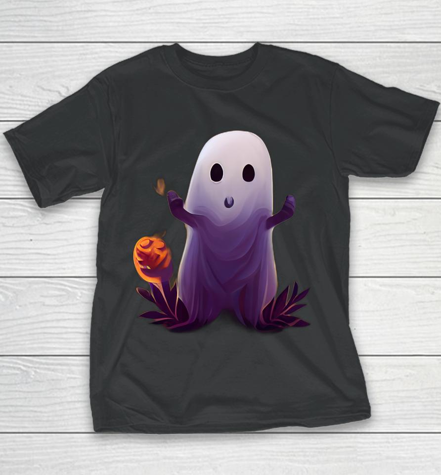 Spooky Ghost With Pumpkins Cute Halloween Youth T-Shirt