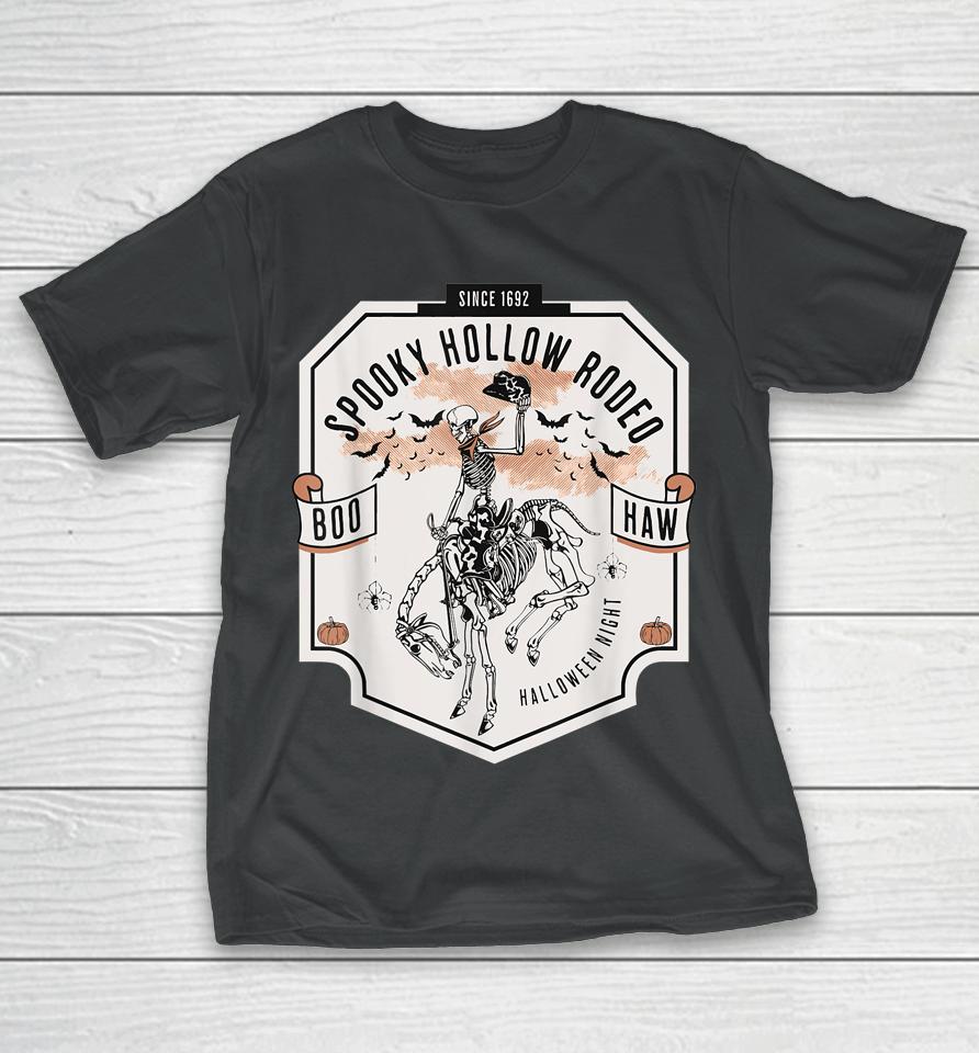 Spooky Hollow Rodeo Western Skeleton Cowboy Halloween T-Shirt