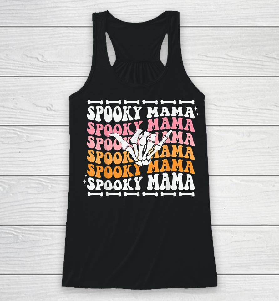 Spooky Mama Cute Retro Halloween Skeleton Party Racerback Tank