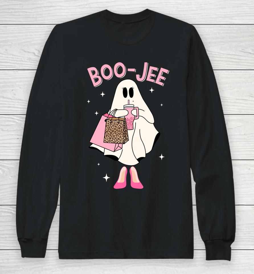 Spooky Season Cute Ghost Funny Halloween Boujee Boo-Jee Long Sleeve T-Shirt