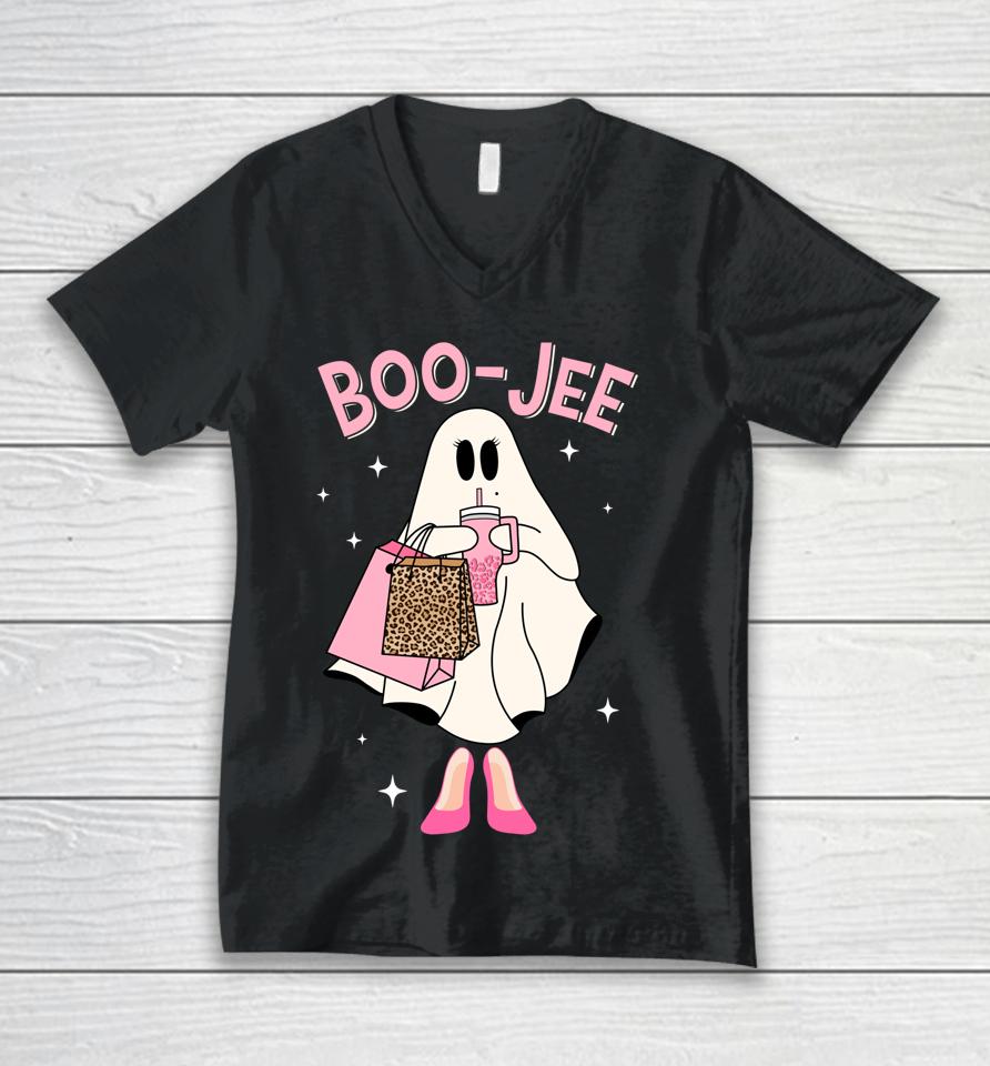 Spooky Season Cute Ghost Funny Halloween Boujee Boo-Jee Unisex V-Neck T-Shirt