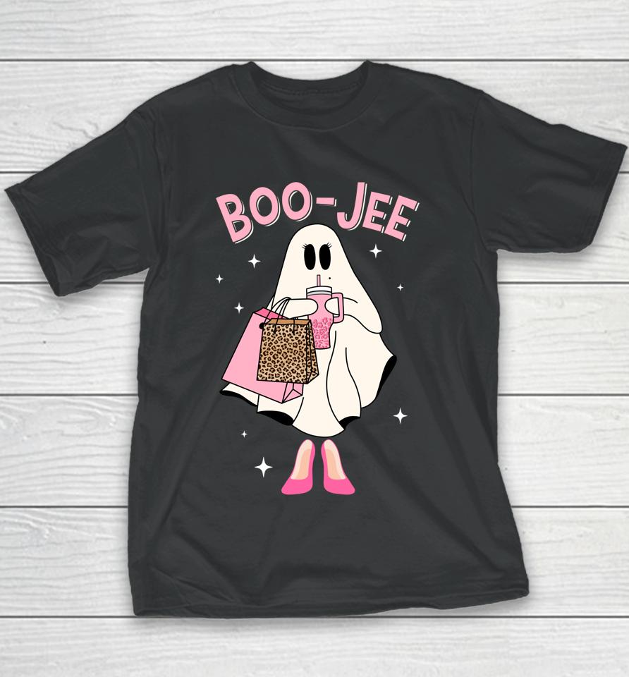 Spooky Season Cute Ghost Funny Halloween Boujee Boo-Jee Youth T-Shirt