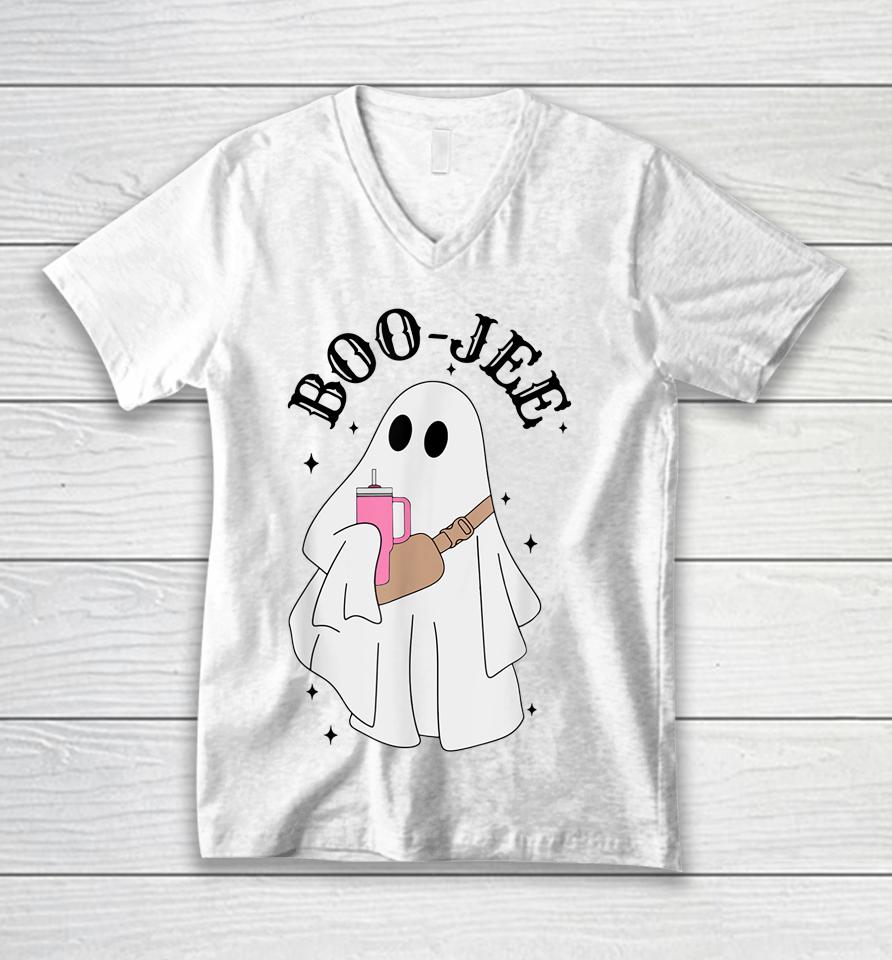Spooky Season Cute Ghost Halloween Costume Boujee Boo Jee Unisex V-Neck T-Shirt