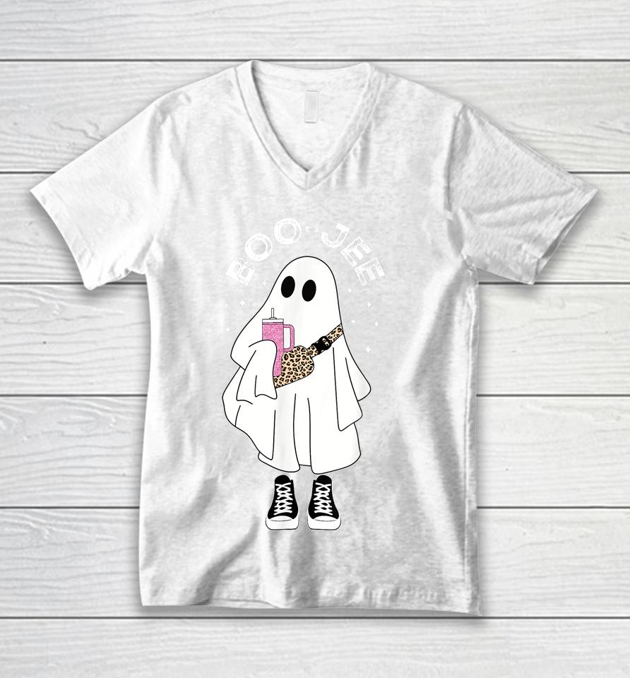 Spooky Season Cute Ghost Halloween Costume Boujee Boo-Jee Unisex V-Neck T-Shirt