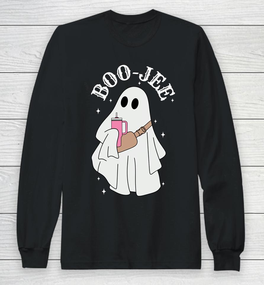 Spooky Season Funny Ghost Halloween Boujee Boo-Jee Long Sleeve T-Shirt