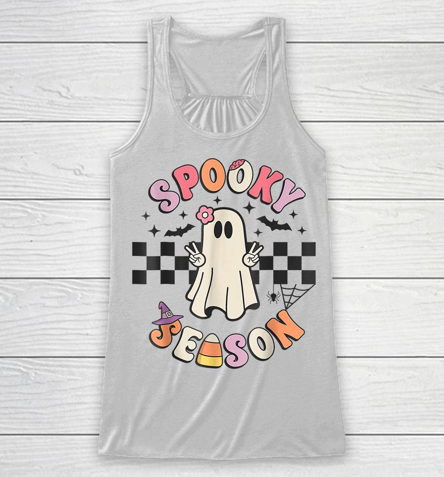 Spooky Season Retro Happy Halloween Ghost Racerback Tank