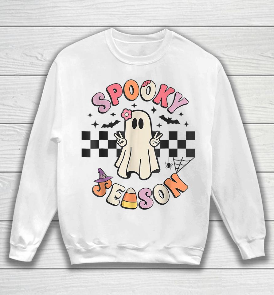 Spooky Season Retro Happy Halloween Ghost Sweatshirt