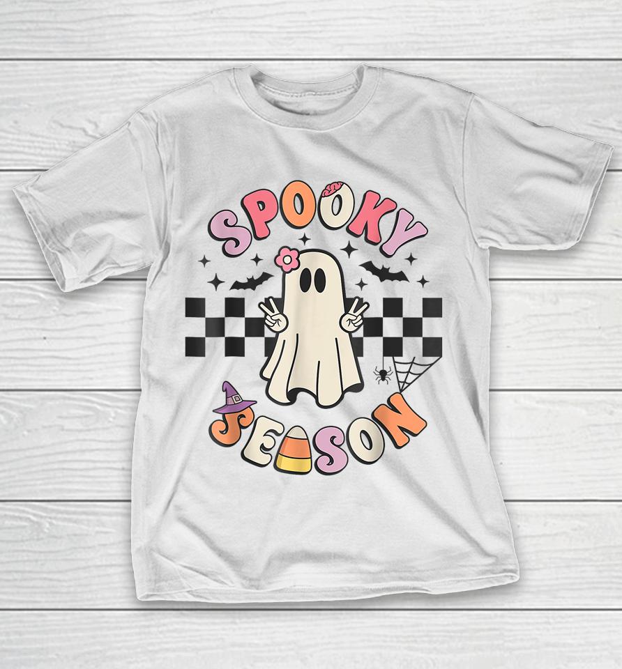 Spooky Season Retro Happy Halloween Ghost T-Shirt