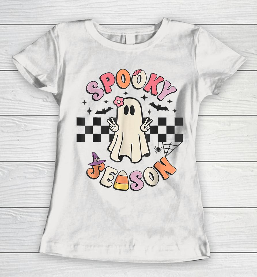 Spooky Season Retro Happy Halloween Ghost Women T-Shirt