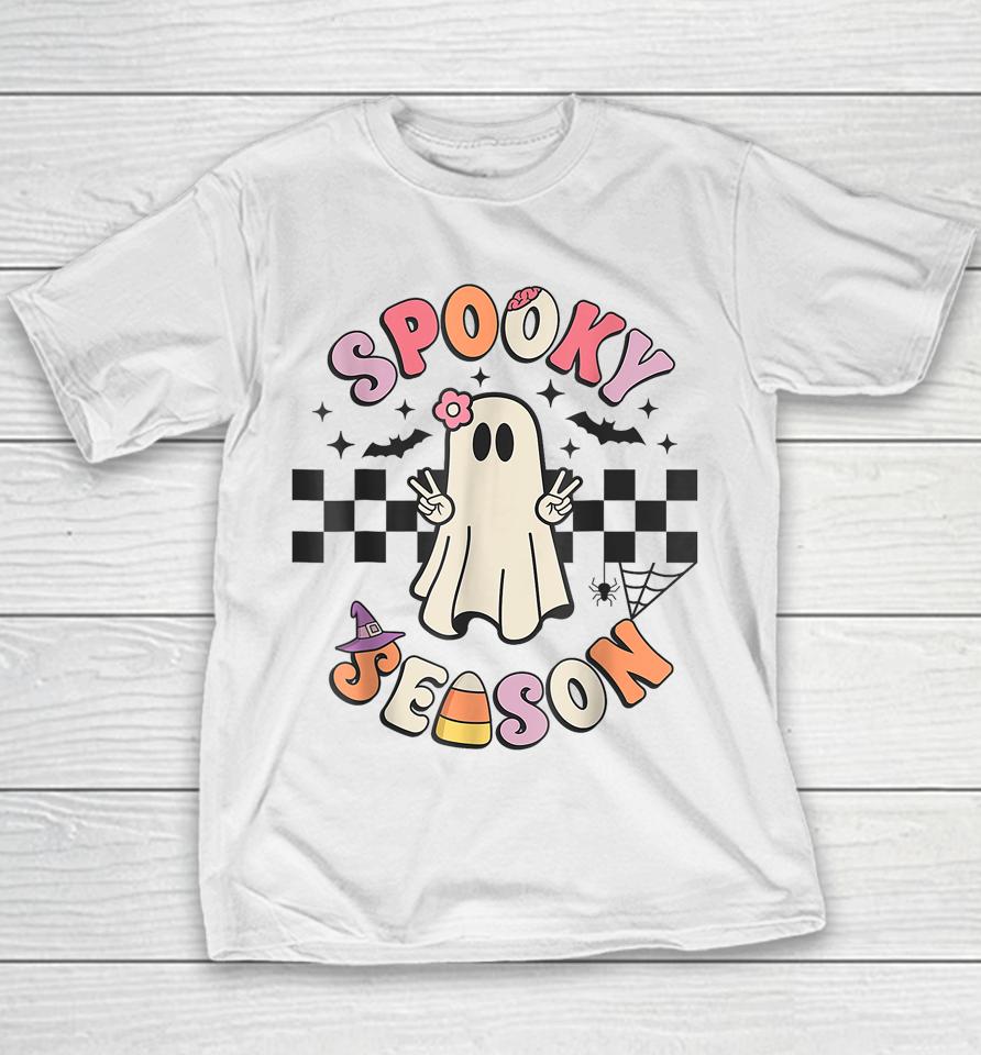 Spooky Season Retro Happy Halloween Ghost Youth T-Shirt