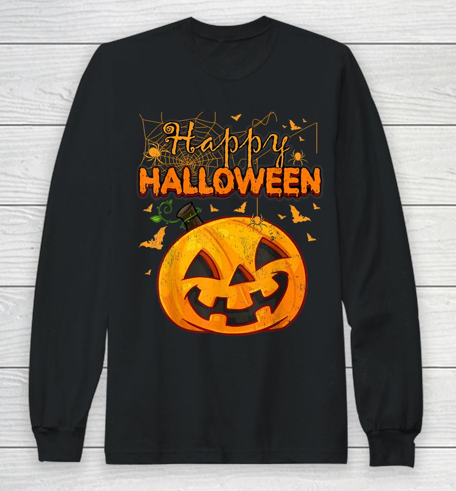 Spooky Season Retro Pumpkin Happy Halloween Long Sleeve T-Shirt
