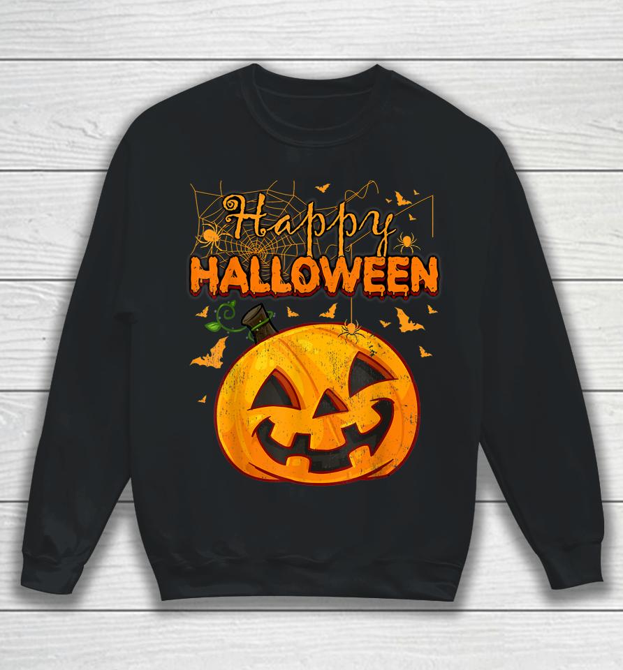 Spooky Season Retro Pumpkin Happy Halloween Sweatshirt