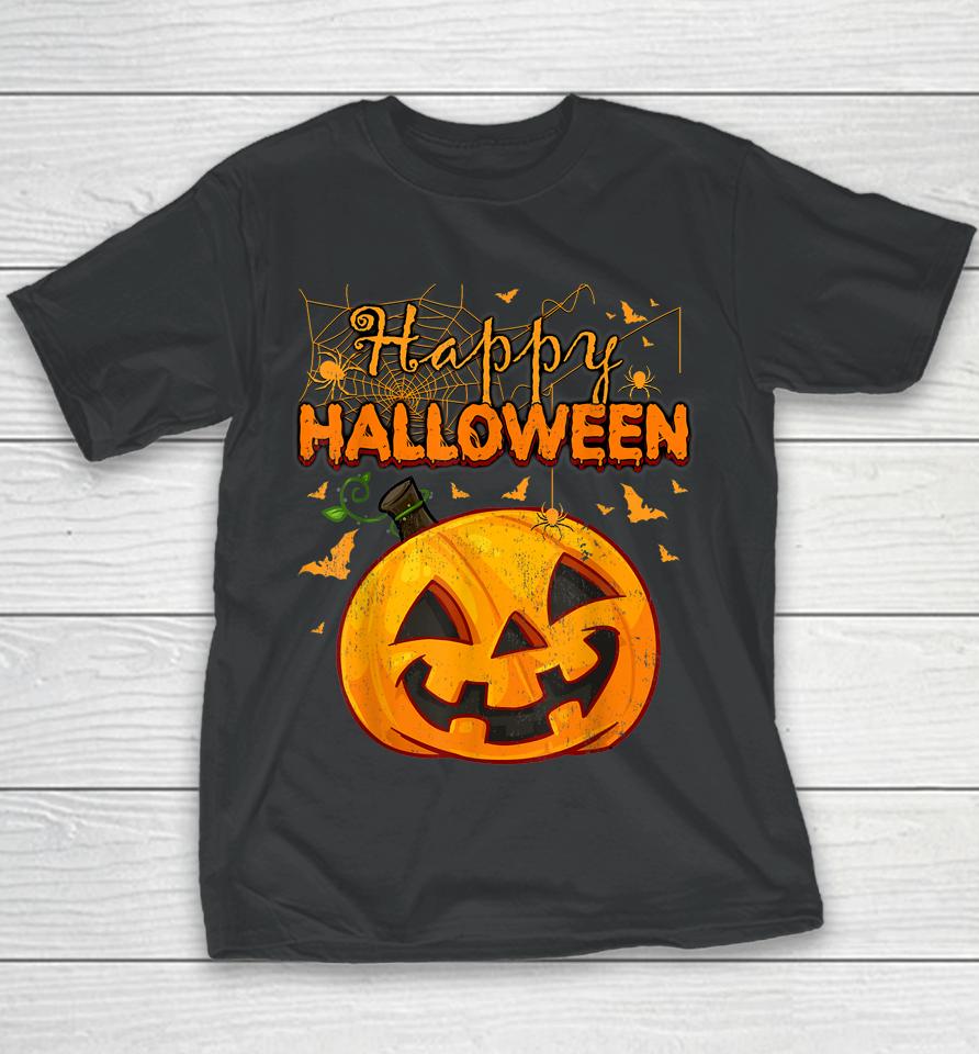 Spooky Season Retro Pumpkin Happy Halloween Youth T-Shirt