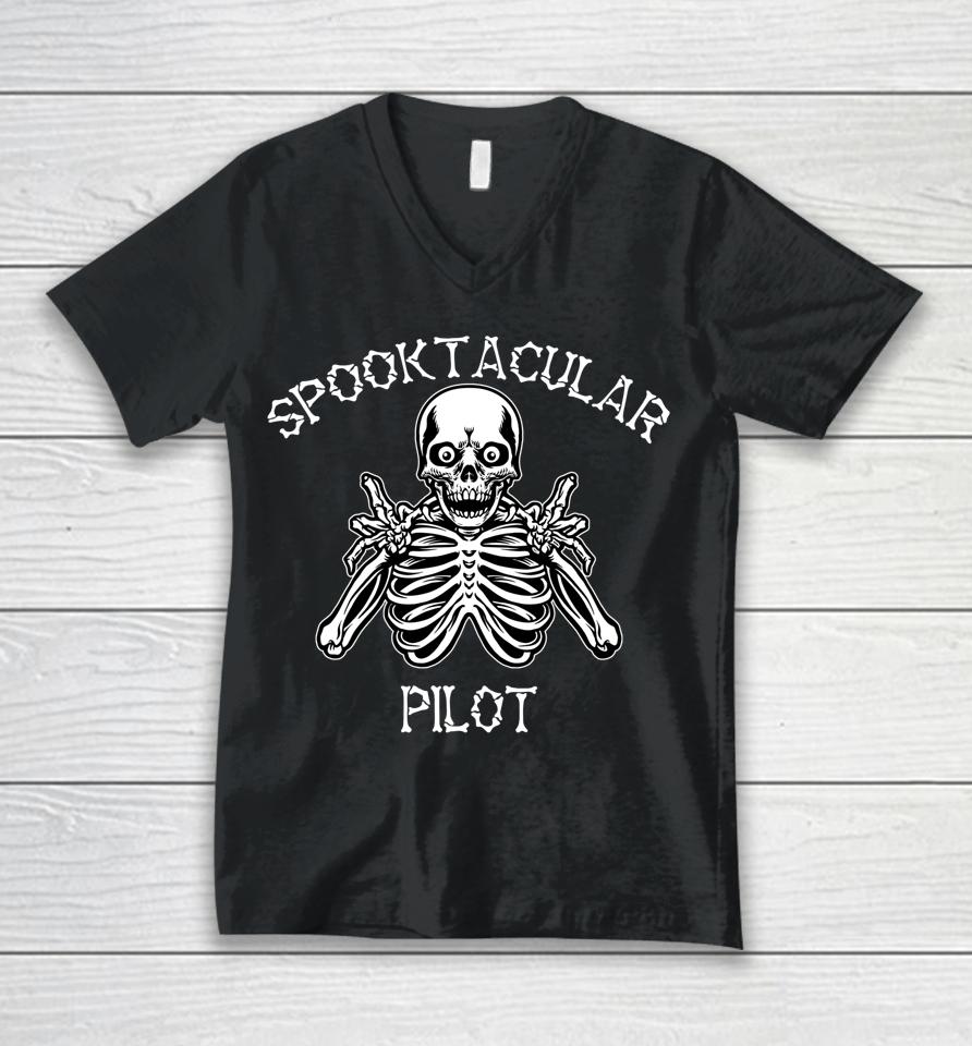 Spooky Spooktacular Pilot Halloween Unisex V-Neck T-Shirt