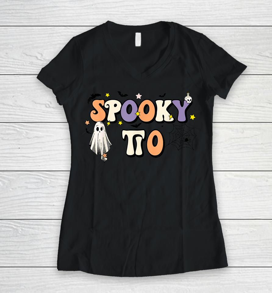 Spooky Tio Halloween Uncle Ghost Witchy Costume Women V-Neck T-Shirt