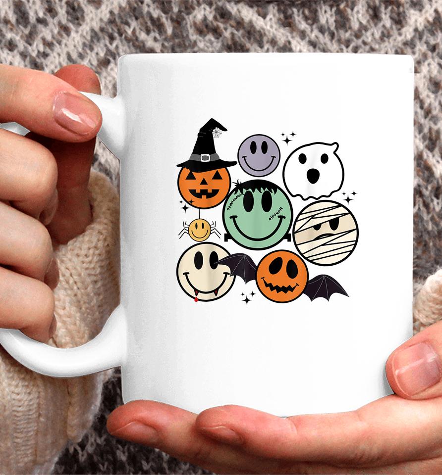 Spooky Witch Ghost Pumpkin Bat Funny Halloween Smile Face Coffee Mug