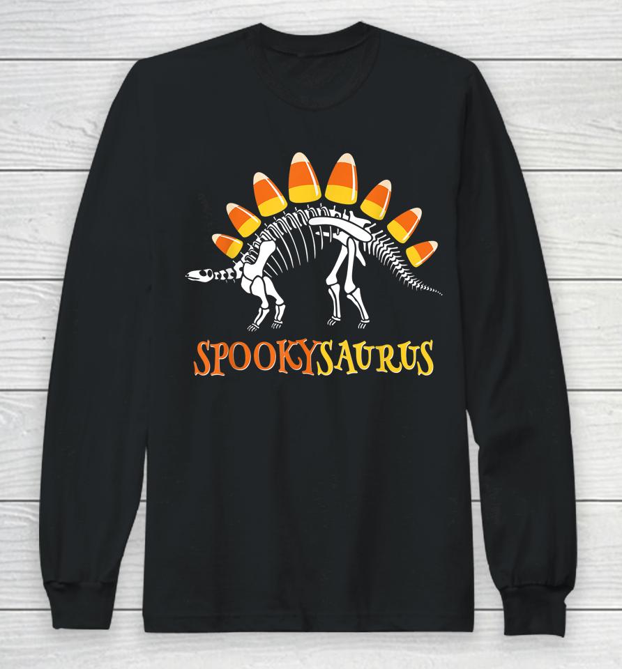 Spookysaurus Candy Corn Dinosaur Halloween Long Sleeve T-Shirt