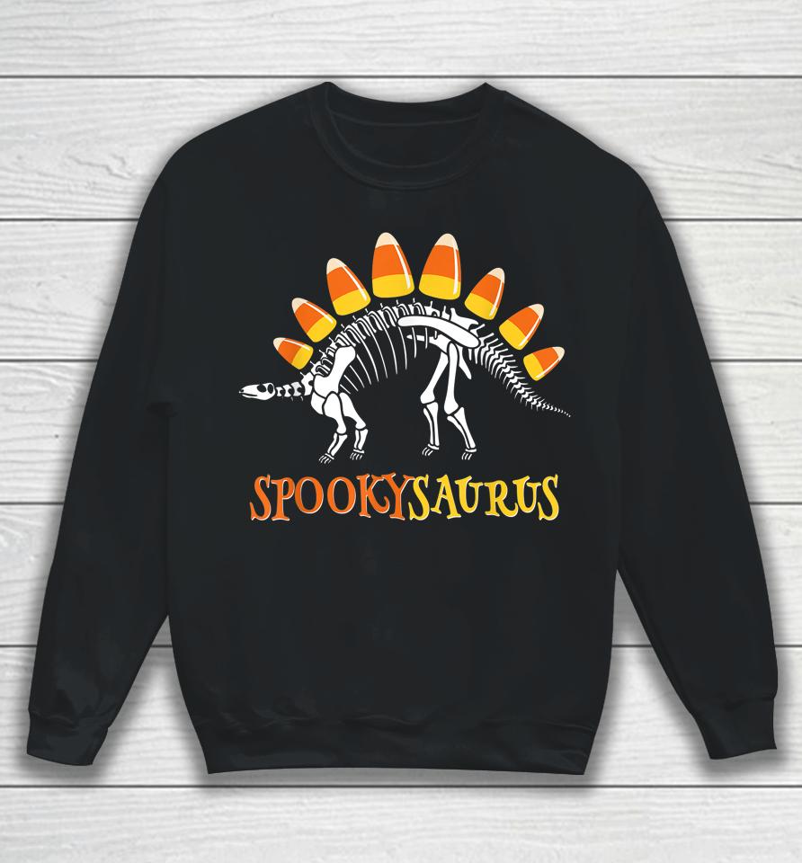 Spookysaurus Candy Corn Dinosaur Halloween Sweatshirt