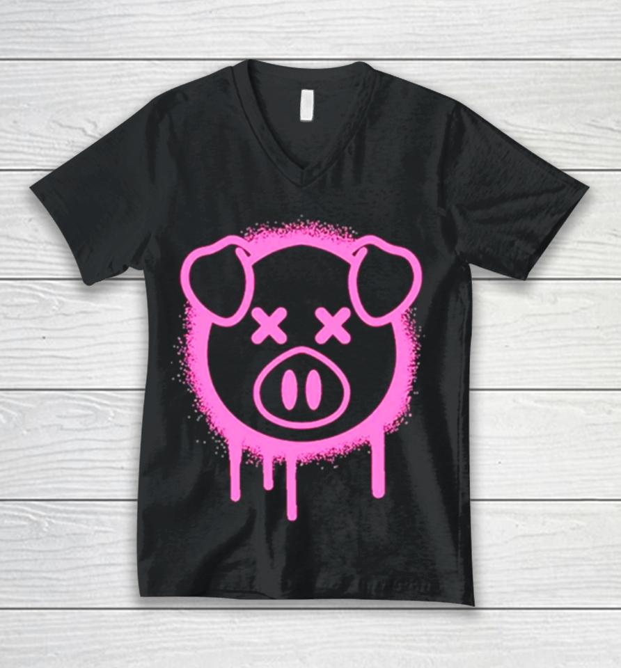 Spray Paint Pig Unisex V-Neck T-Shirt