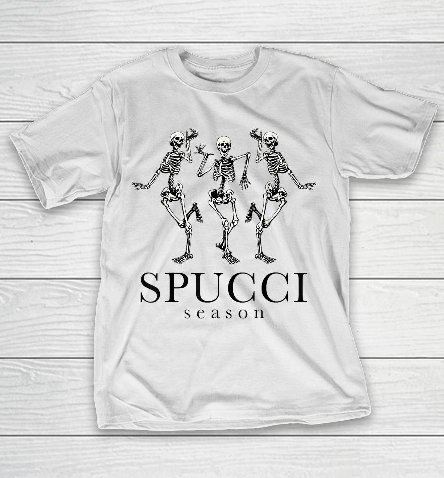 Spucci Season Spooky Season Skeleton Funny Halloween T-Shirt