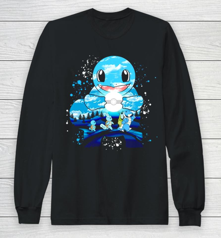 Squirtle Wartortle And Blastoise Water Evolution Painting Long Sleeve T-Shirt