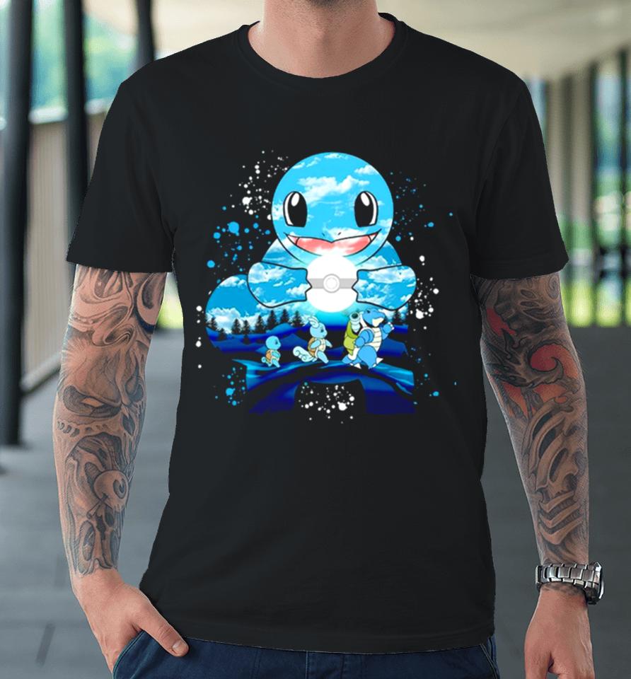Squirtle Wartortle And Blastoise Water Evolution Painting Premium T-Shirt